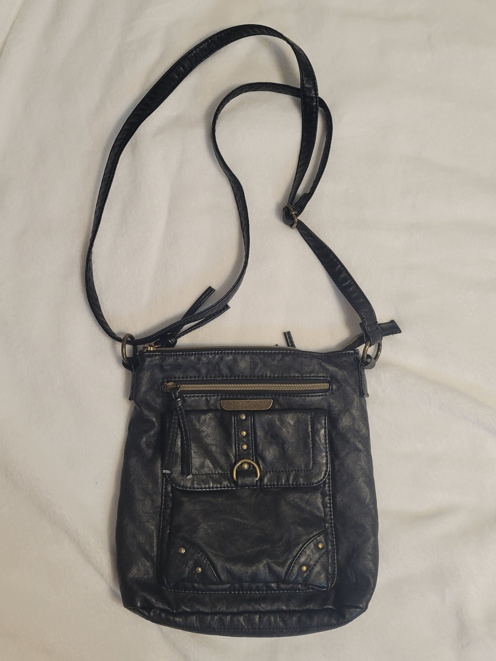 Stone Mountain  Black Vegan Leather Crossbody